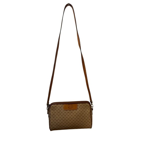 Authentic Gucci Vintage GG Canvas & Leather Crossbody Bag With Adjustable Strap - Picture 1 of 13